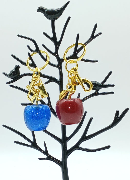 Apple Glitter Resin Keychain Bag Charm