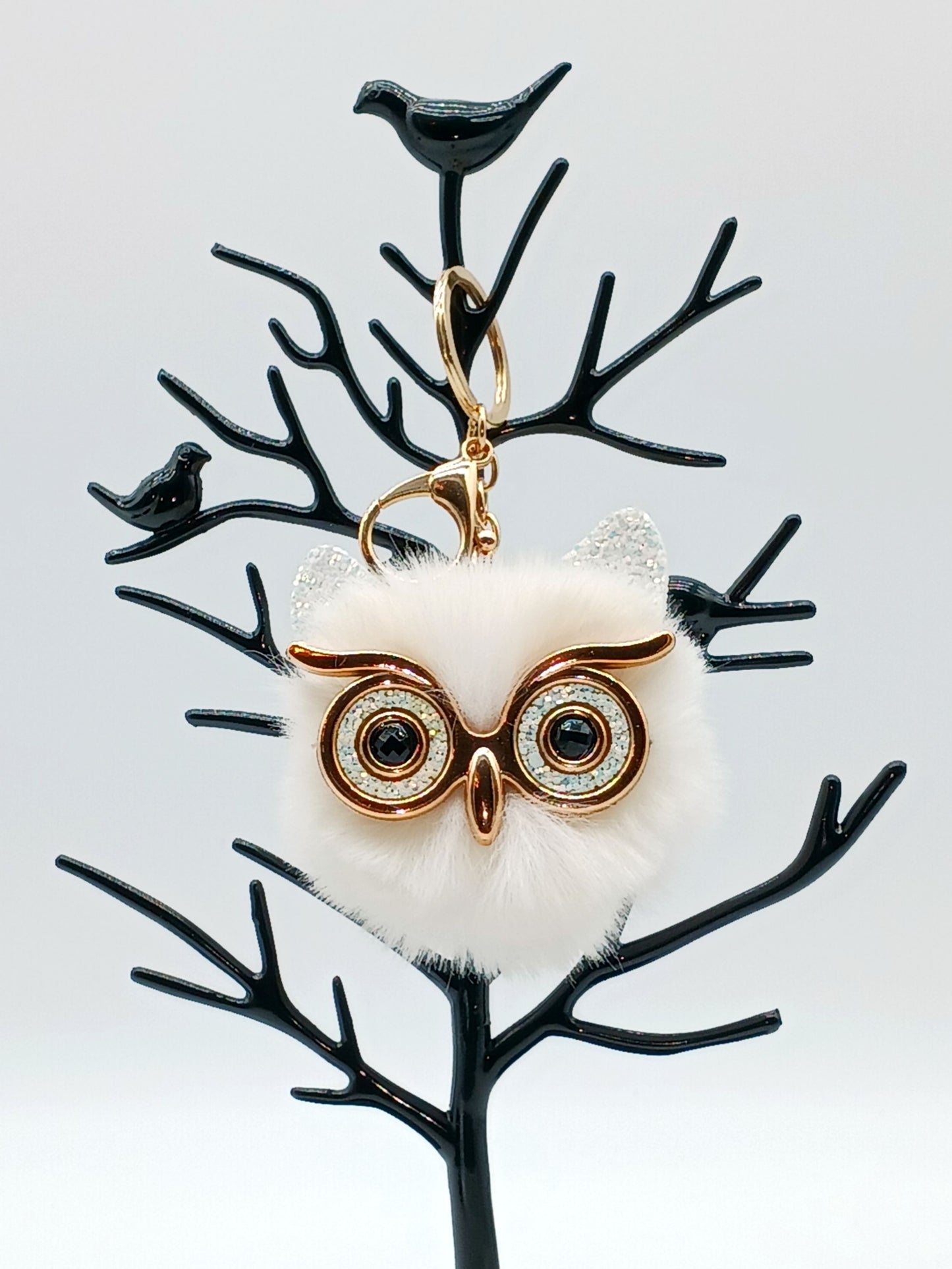 Plush Alloy Owl Keychain Bag Charm – Bright Colors
