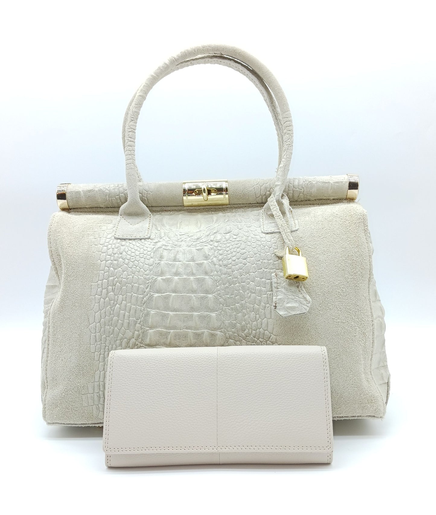 Italian Genuine Pebble Leather Wallet - Beige