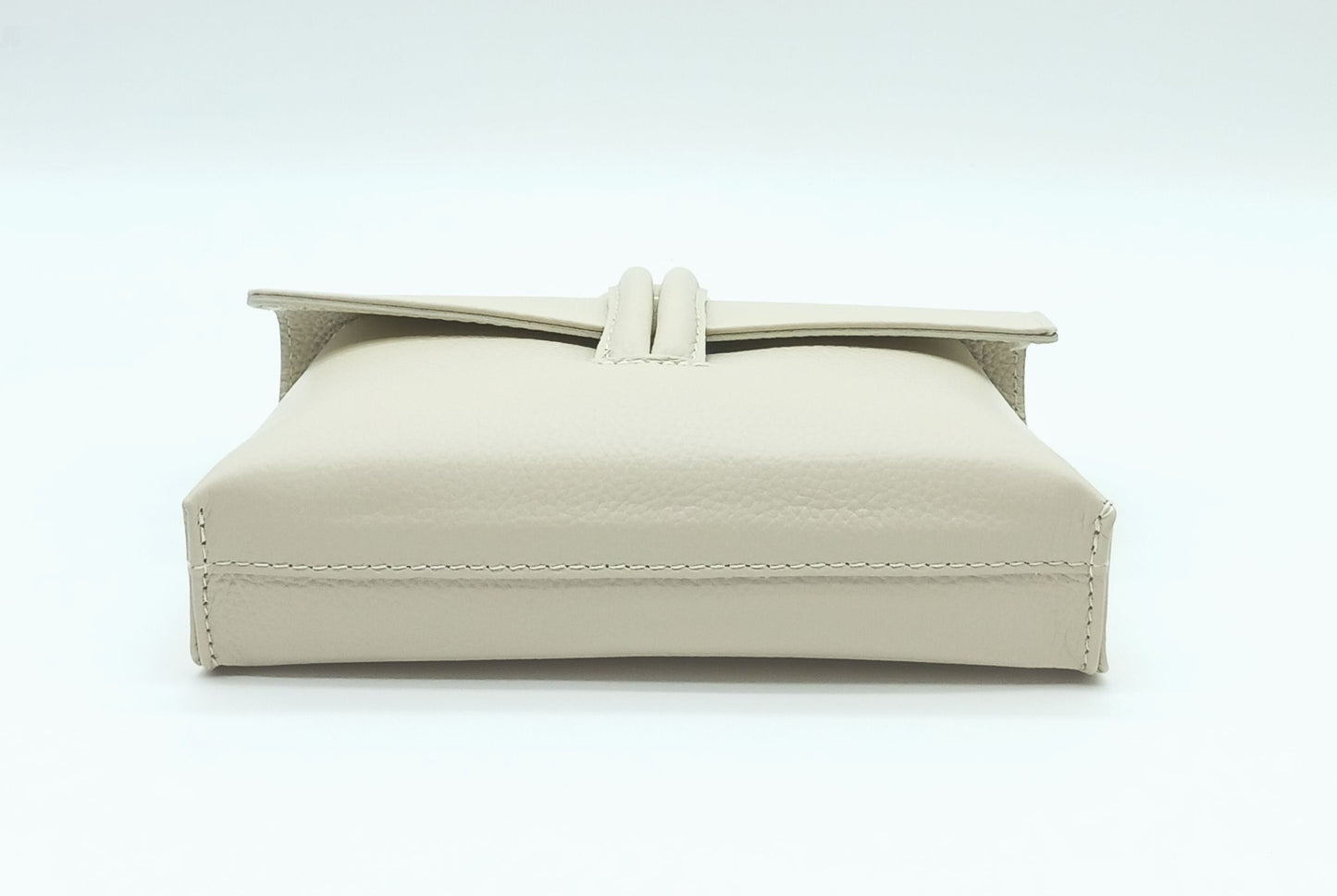 Genuine Pebble Leather Crossbody Handbag - Beige – Made In Italy
