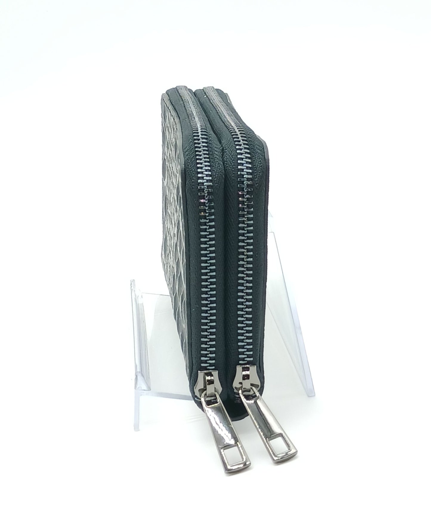 Genuine Croc Embossed Leather Double Zip Wallet – Made In Italy - Black
