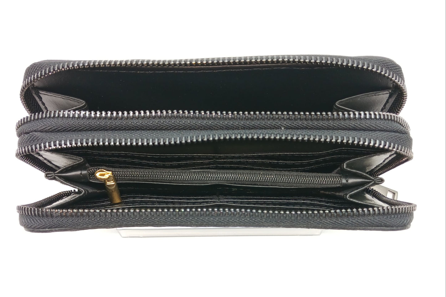 Genuine Croc Embossed Leather Double Zip Wallet – Made In Italy - Black