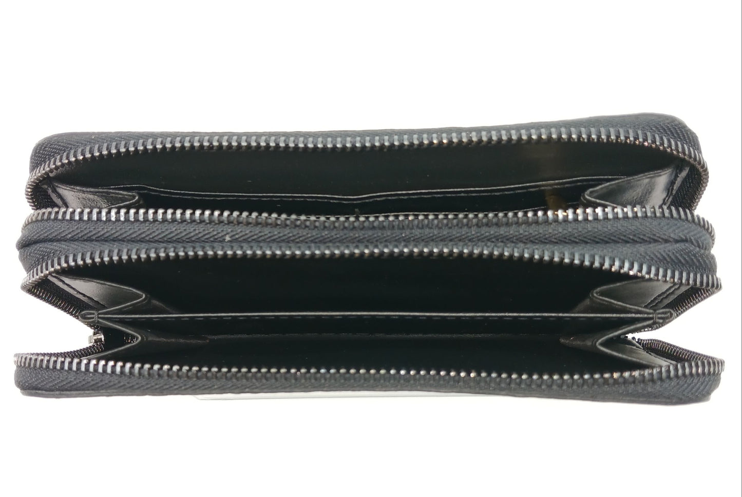 Genuine Croc Embossed Leather Double Zip Wallet – Made In Italy - Black