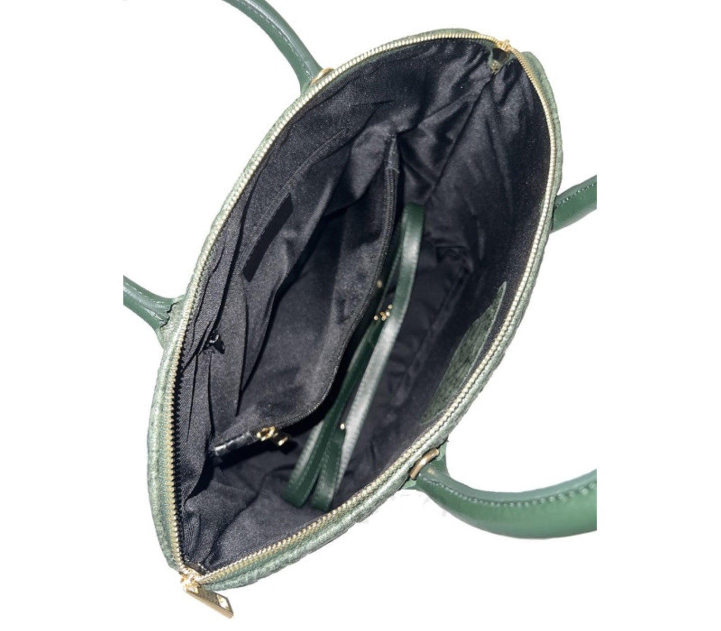 Black Genuine Leather Floral Embossed Handbag Satchel – Made In Italy