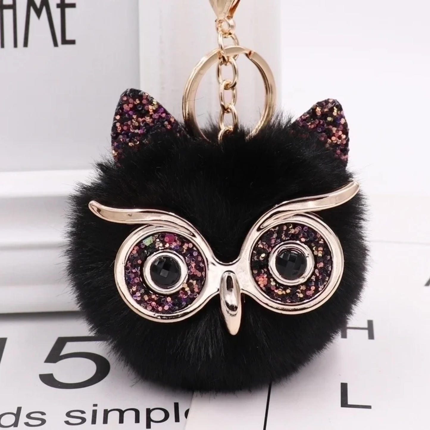 Plush Alloy Owl Keychain Bag Charm – Warm Colors