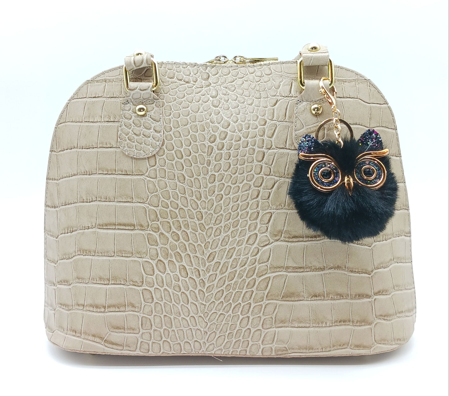 Plush Alloy Owl Keychain Bag Charm – Warm Colors