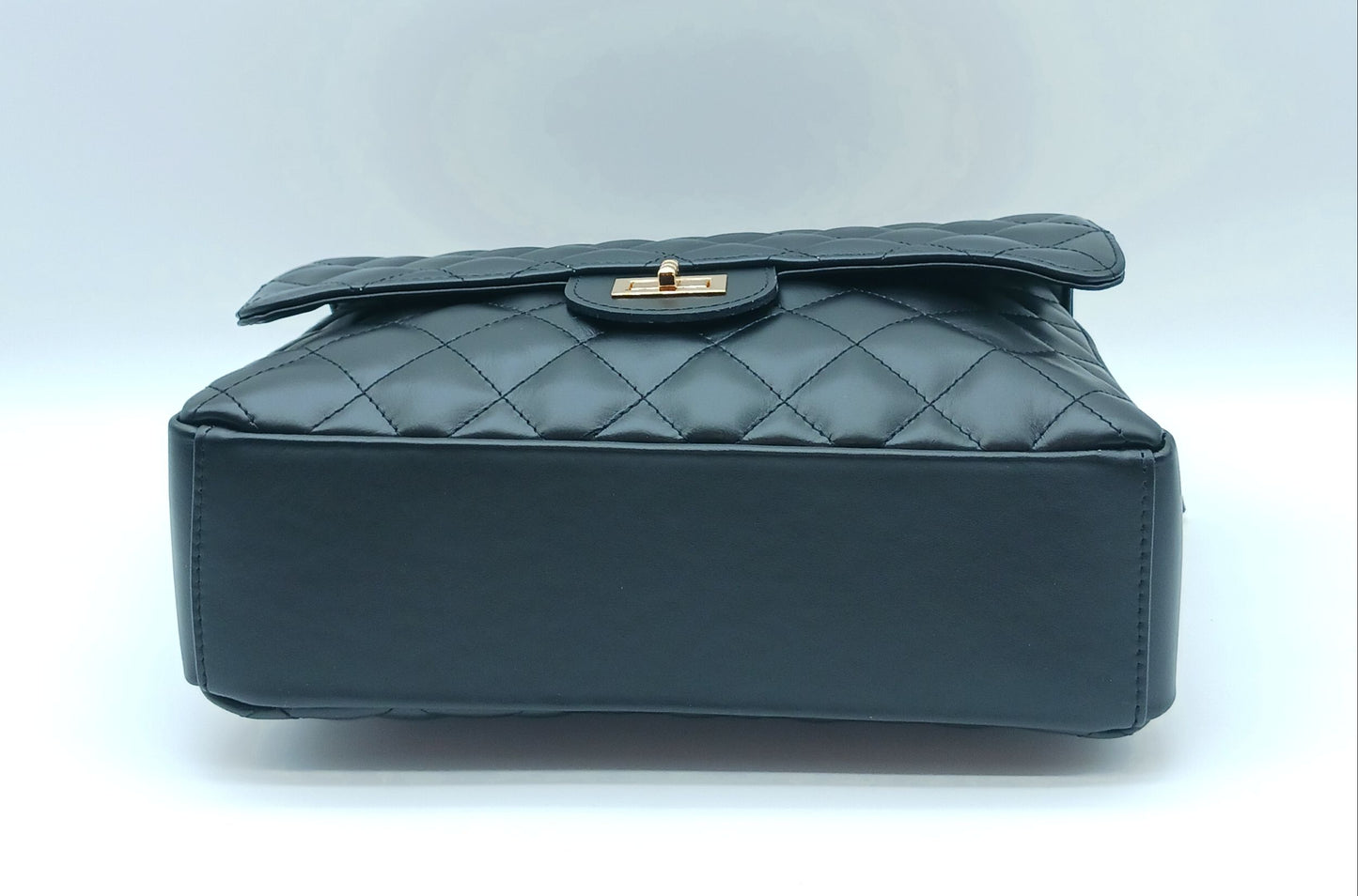 Genuine Leather Quilted Handbag (X-Large) Black – Made In Italy