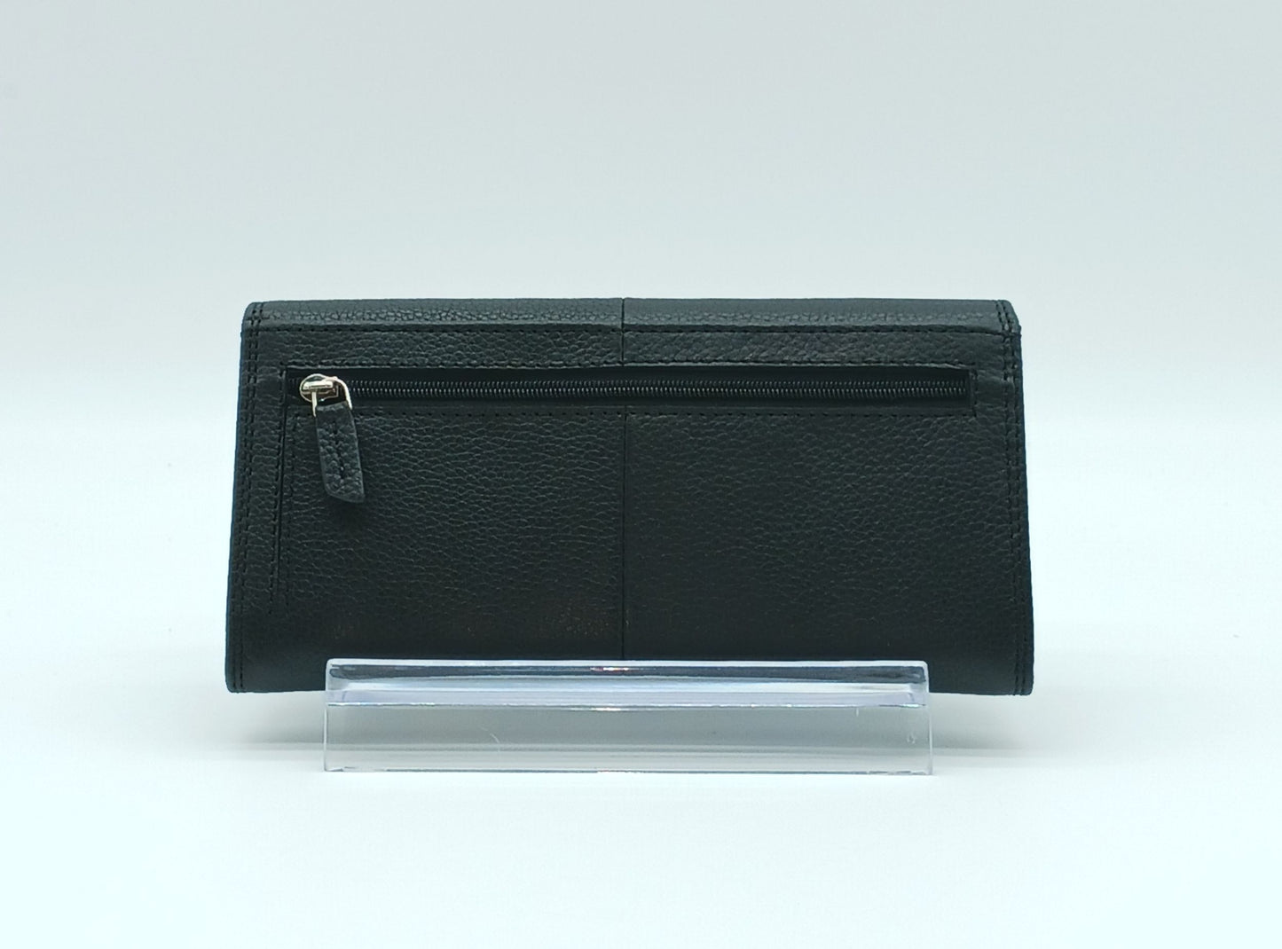 Italian Genuine Pebble Leather Wallet - Black