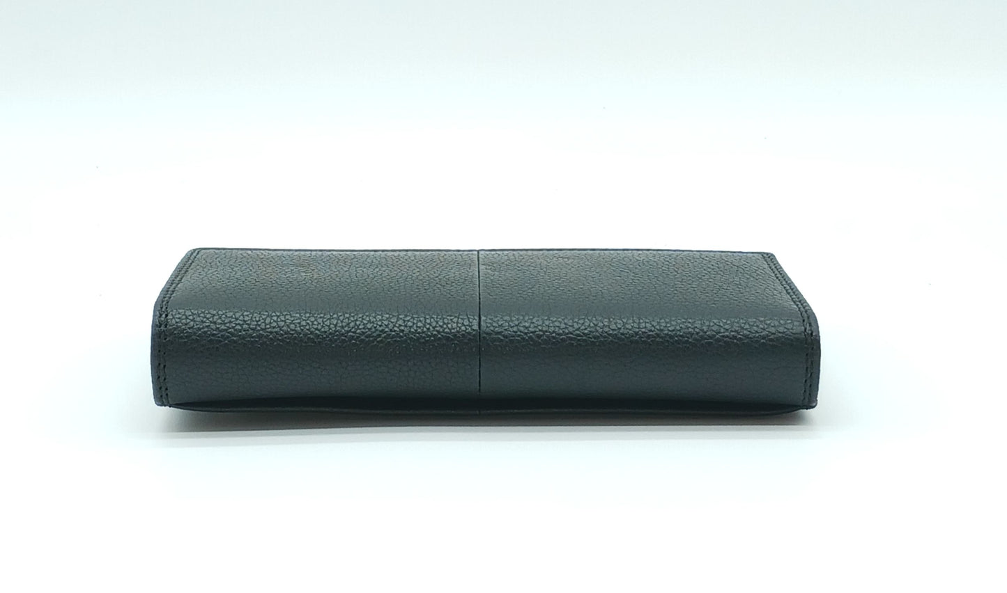 Italian Genuine Pebble Leather Wallet - Black