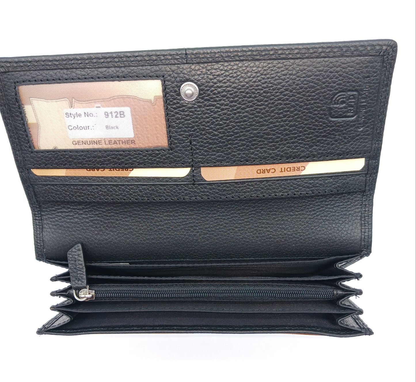 Italian Genuine Pebble Leather Wallet - Black