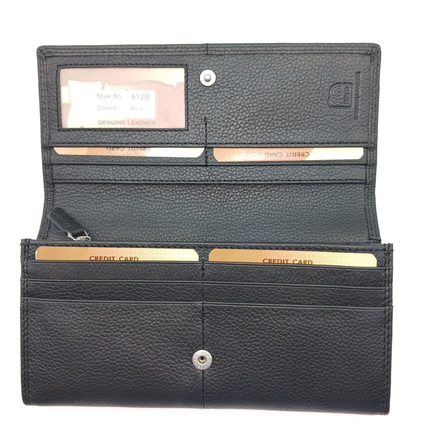 Italian Genuine Pebble Leather Wallet - Black