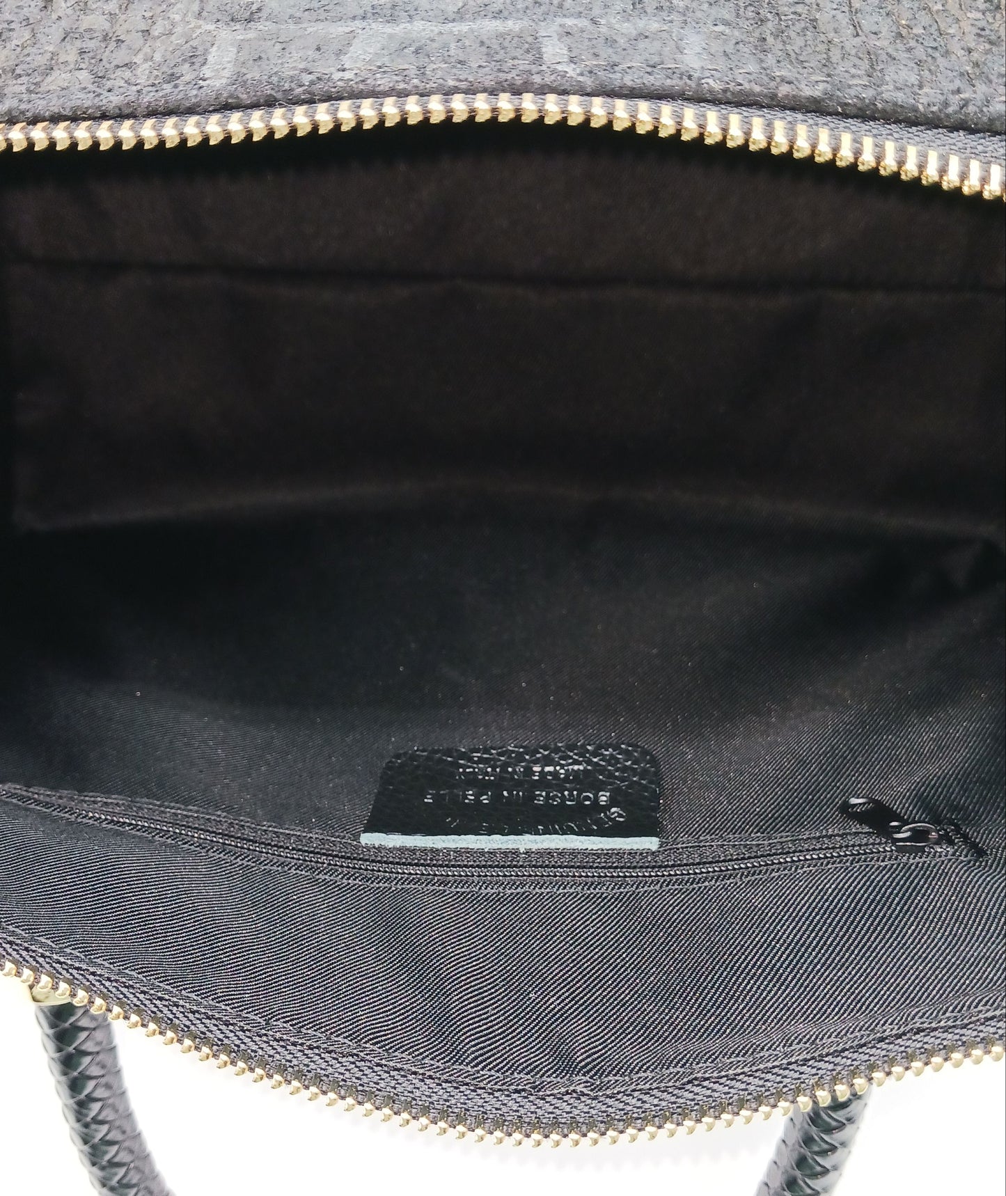 Genuine Suede & Leather Croc Embossed Satchel Handbag - Dark Blue – Made In Italy