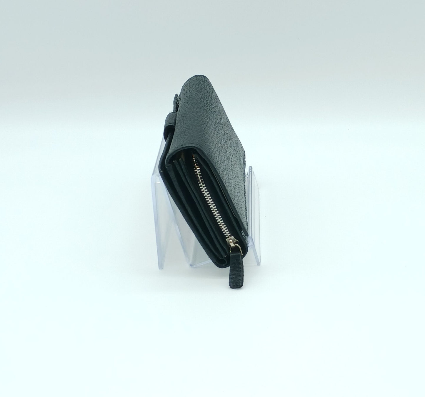 Italian Genuine Pebble Leather Wallet -Black