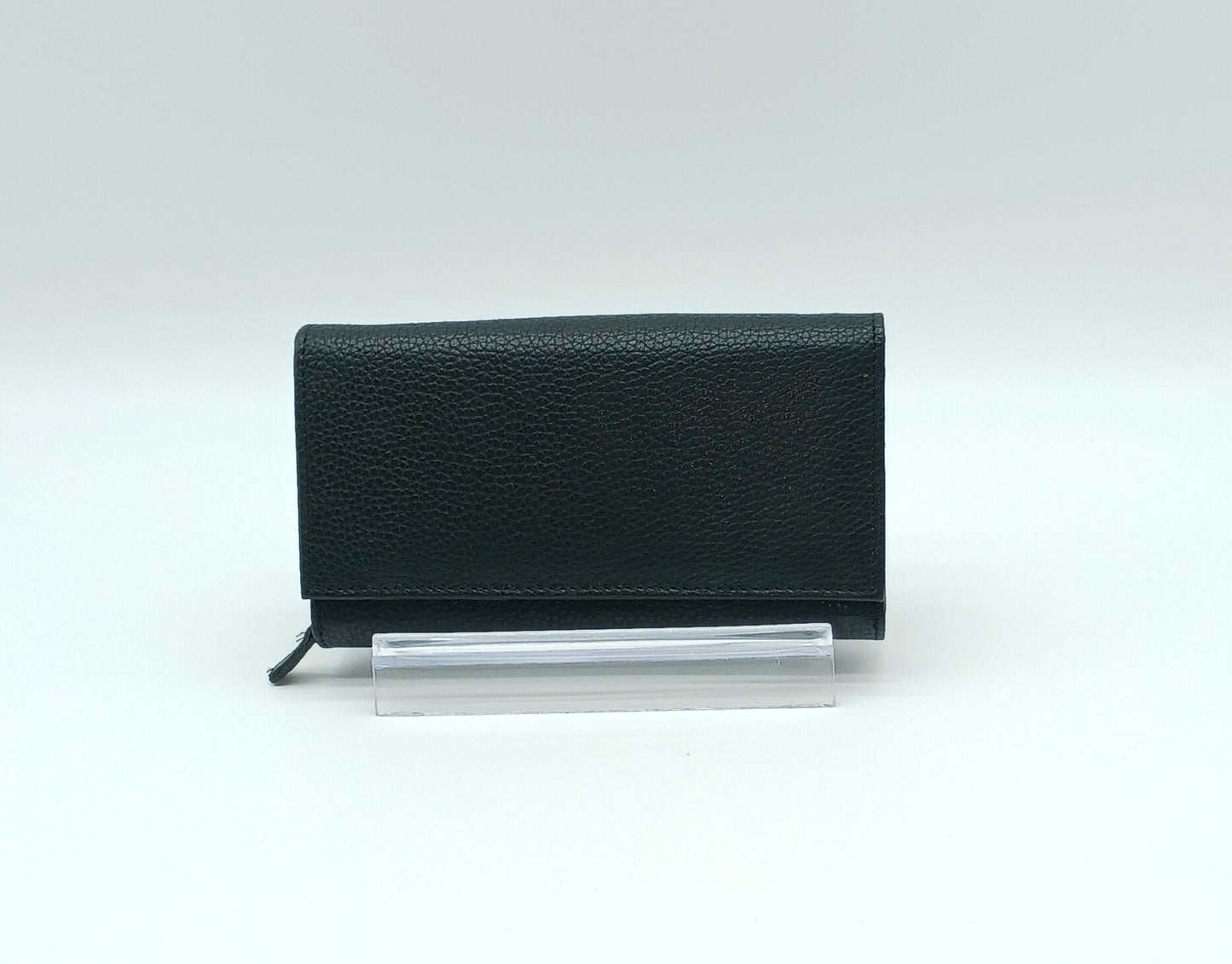 Italian Genuine Pebble Leather Wallet -Black