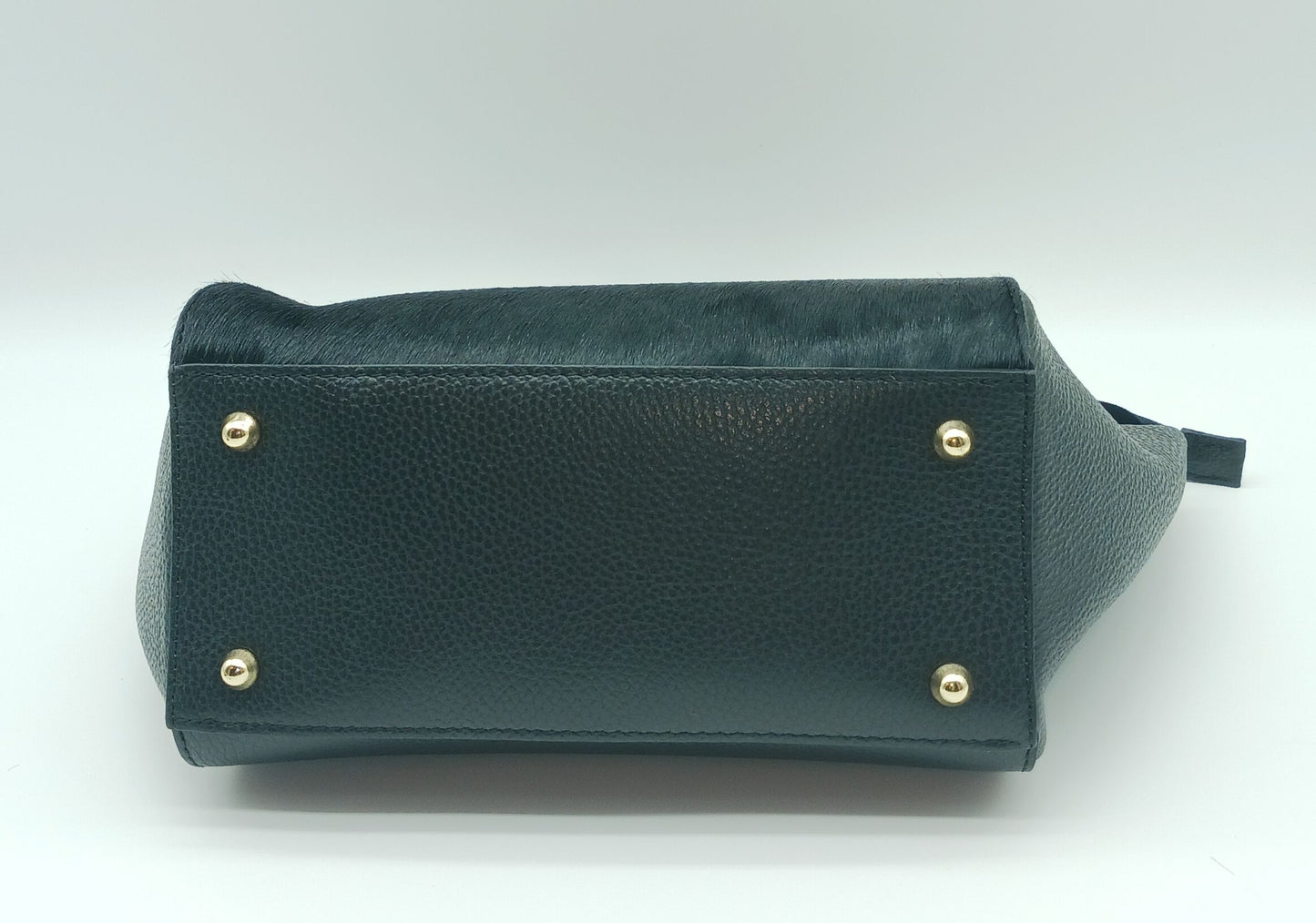 Black Genuine Leather Fur Satchel - Made In Italy
