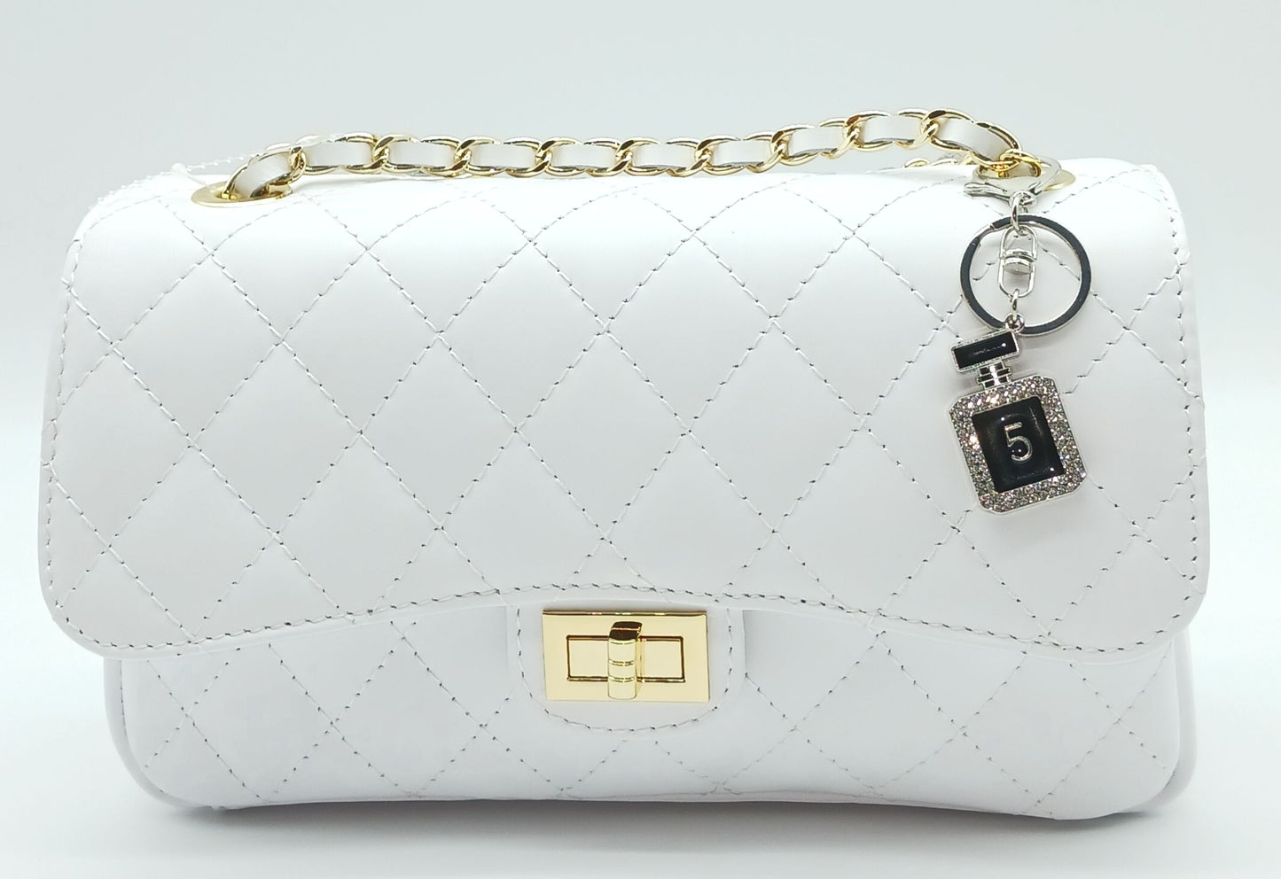 Bling Rhinestone Perfume Bottle Keychain Bag Charm