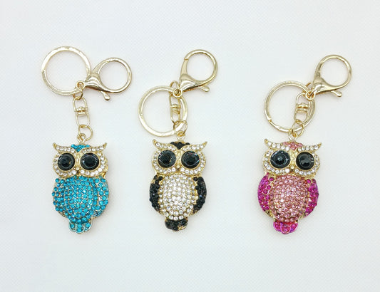 Bling Owl Rhinestone Alloy Keychain Bag Charm