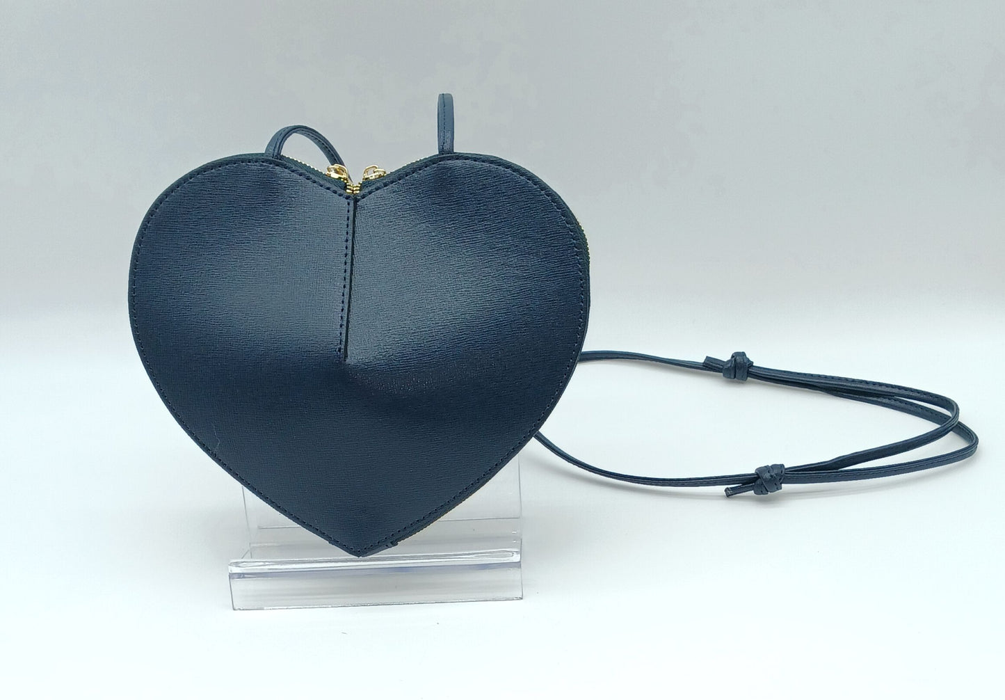 Genuine Saffiano Leather Heart Crossbody Handbag – Made In Italy - Blue