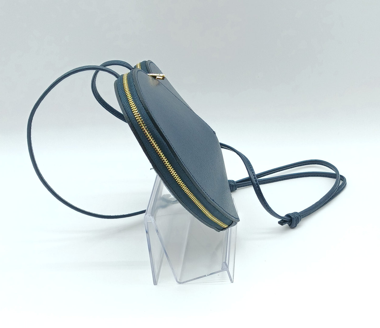 Genuine Saffiano Leather Heart Crossbody Handbag – Made In Italy - Blue