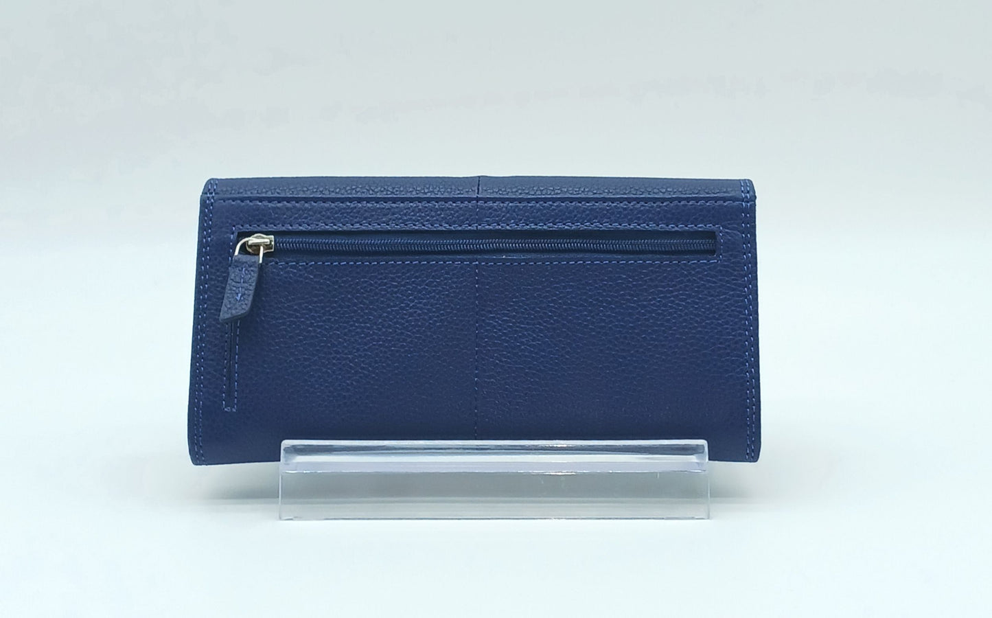Italian Genuine Pebble Leather Wallet - Blue Jeans