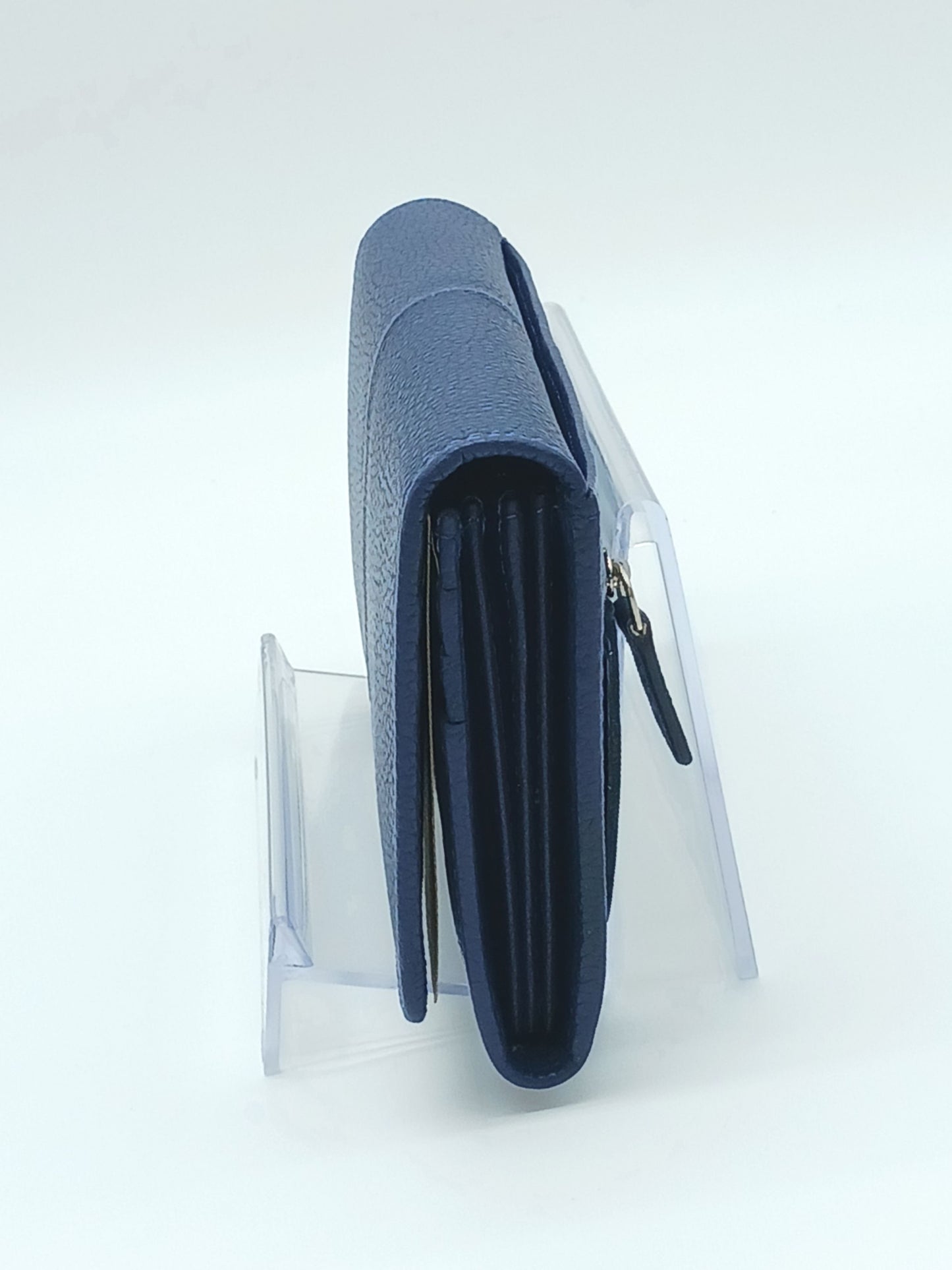 Italian Genuine Pebble Leather Wallet - Blue Jeans