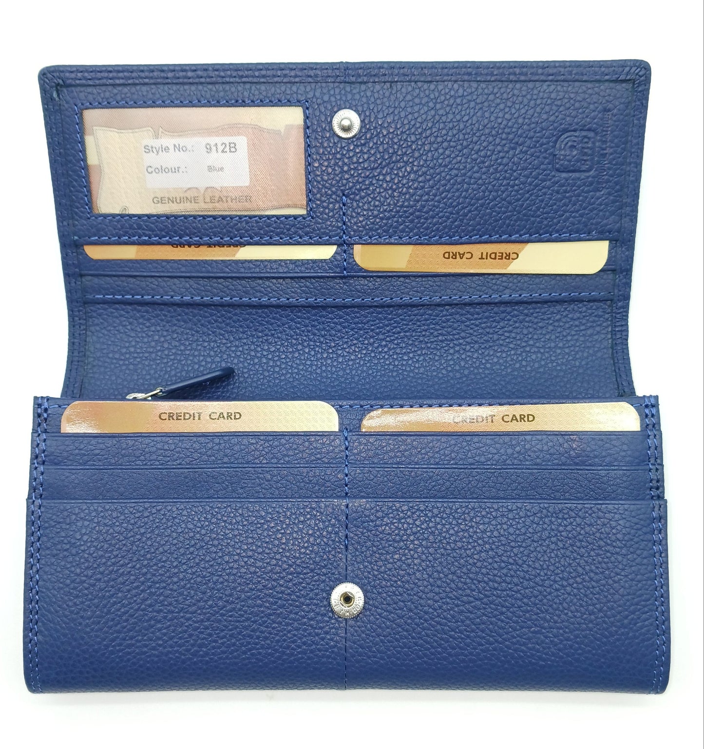 Italian Genuine Pebble Leather Wallet - Blue Jeans