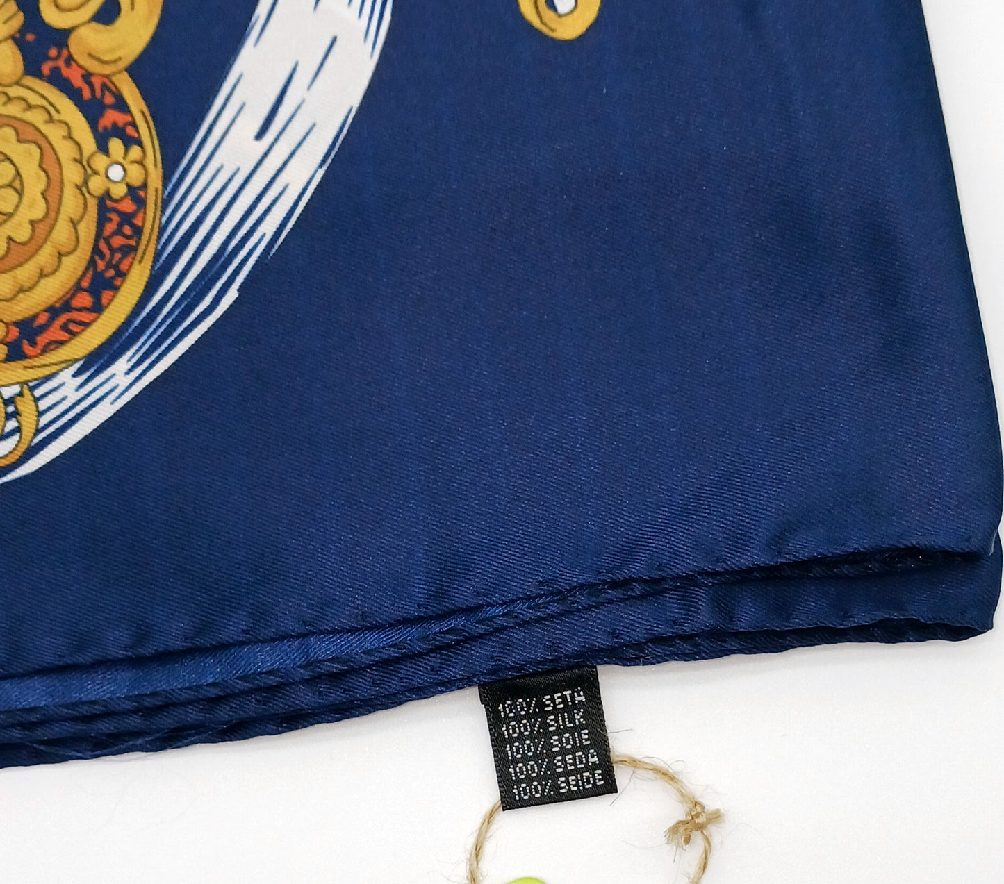 Blue Tassel Medallion Silk Twill Square Scarf 35x35 – Made In Italy