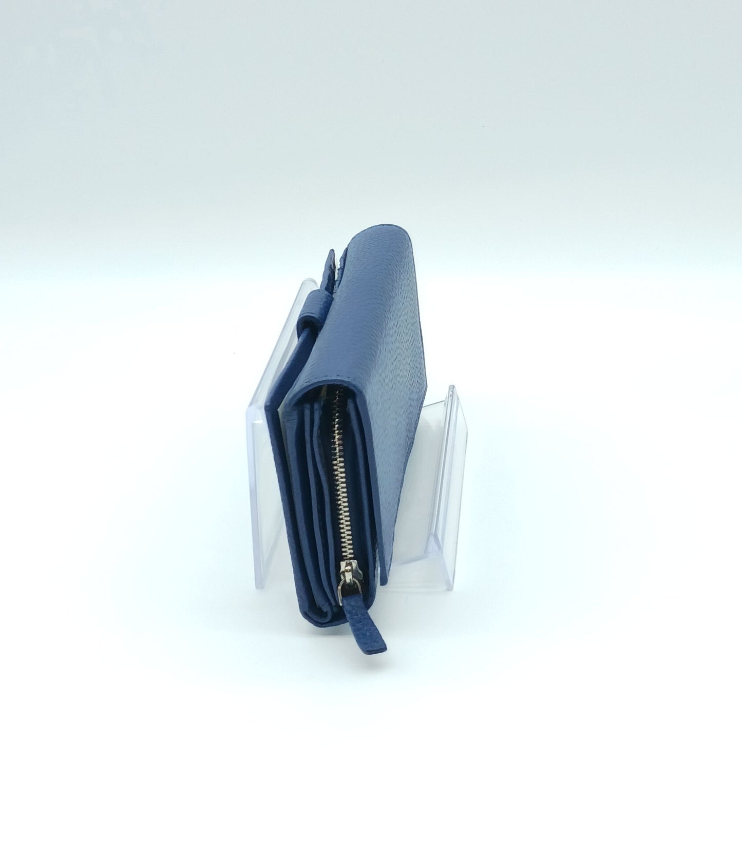 Italian Genuine Pebble Leather Wallet - Blue