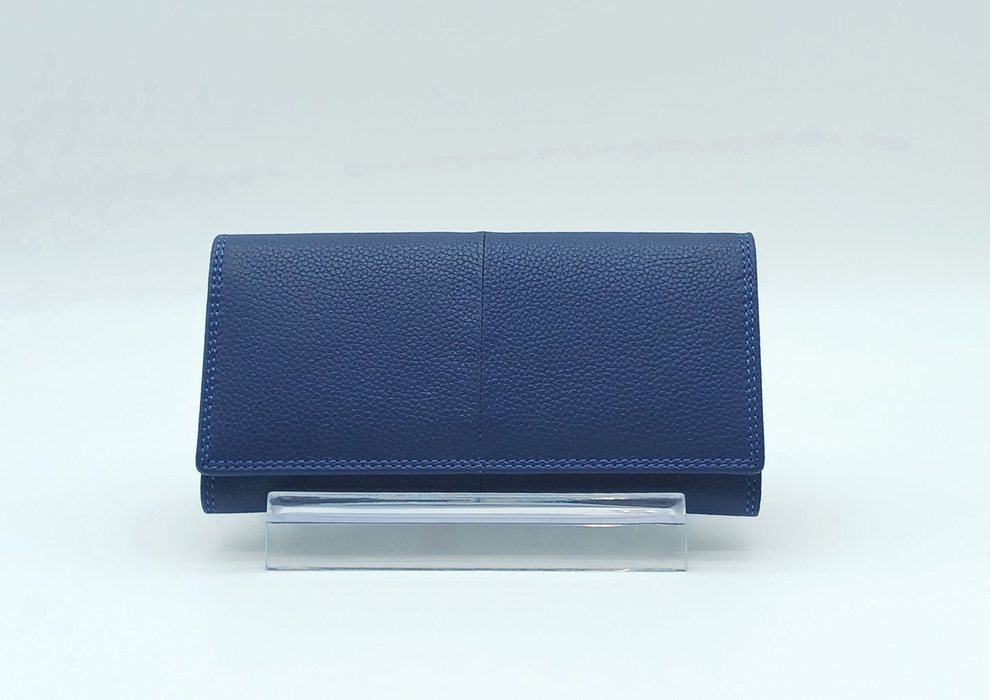 Italian Genuine Pebble Leather Wallet - Blue Jeans