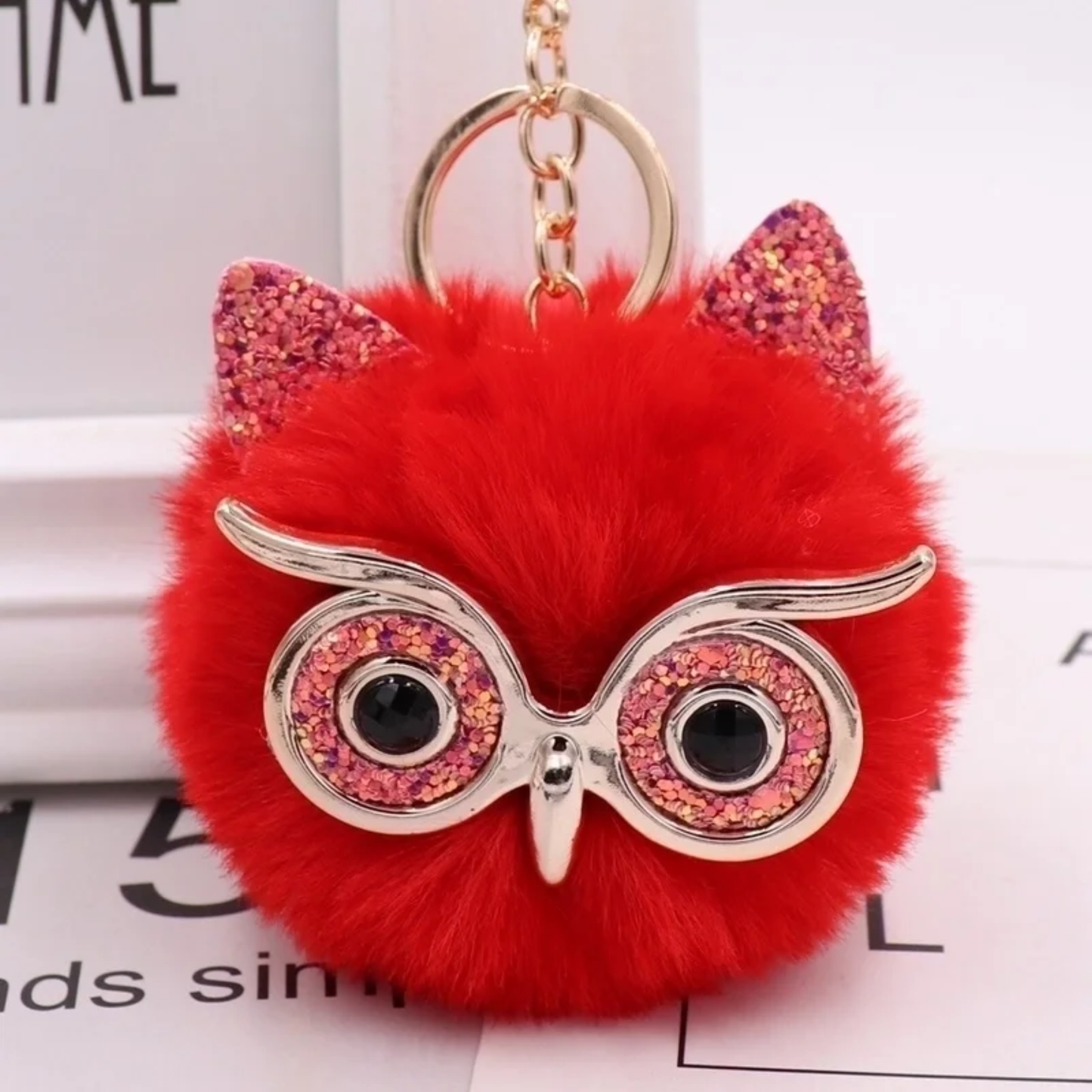 Plush Alloy Owl Keychain Bag Charm – Bright Colors