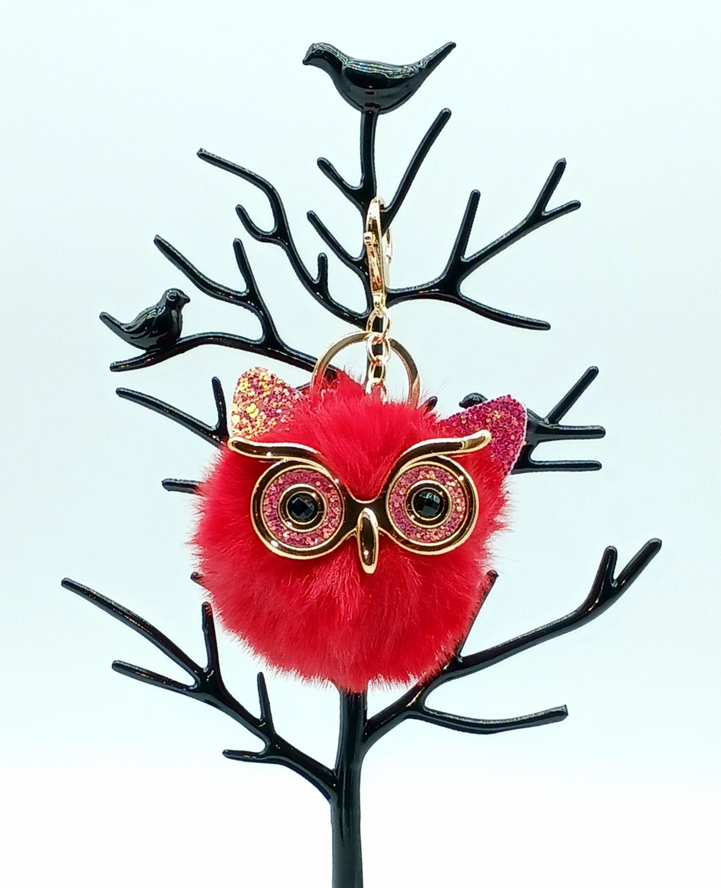 Plush Alloy Owl Keychain Bag Charm – Bright Colors