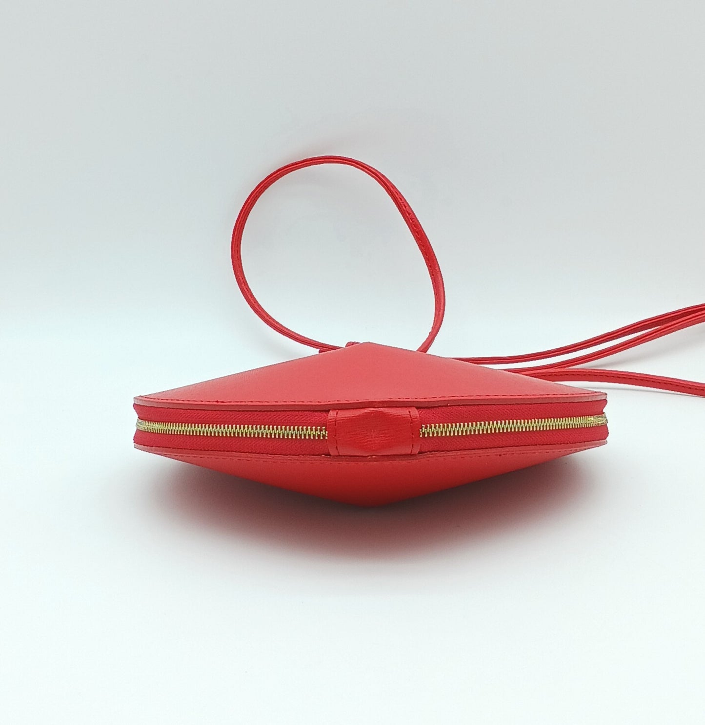 Genuine Saffiano Leather Heart Crossbody Handbag – Made In Italy - Red