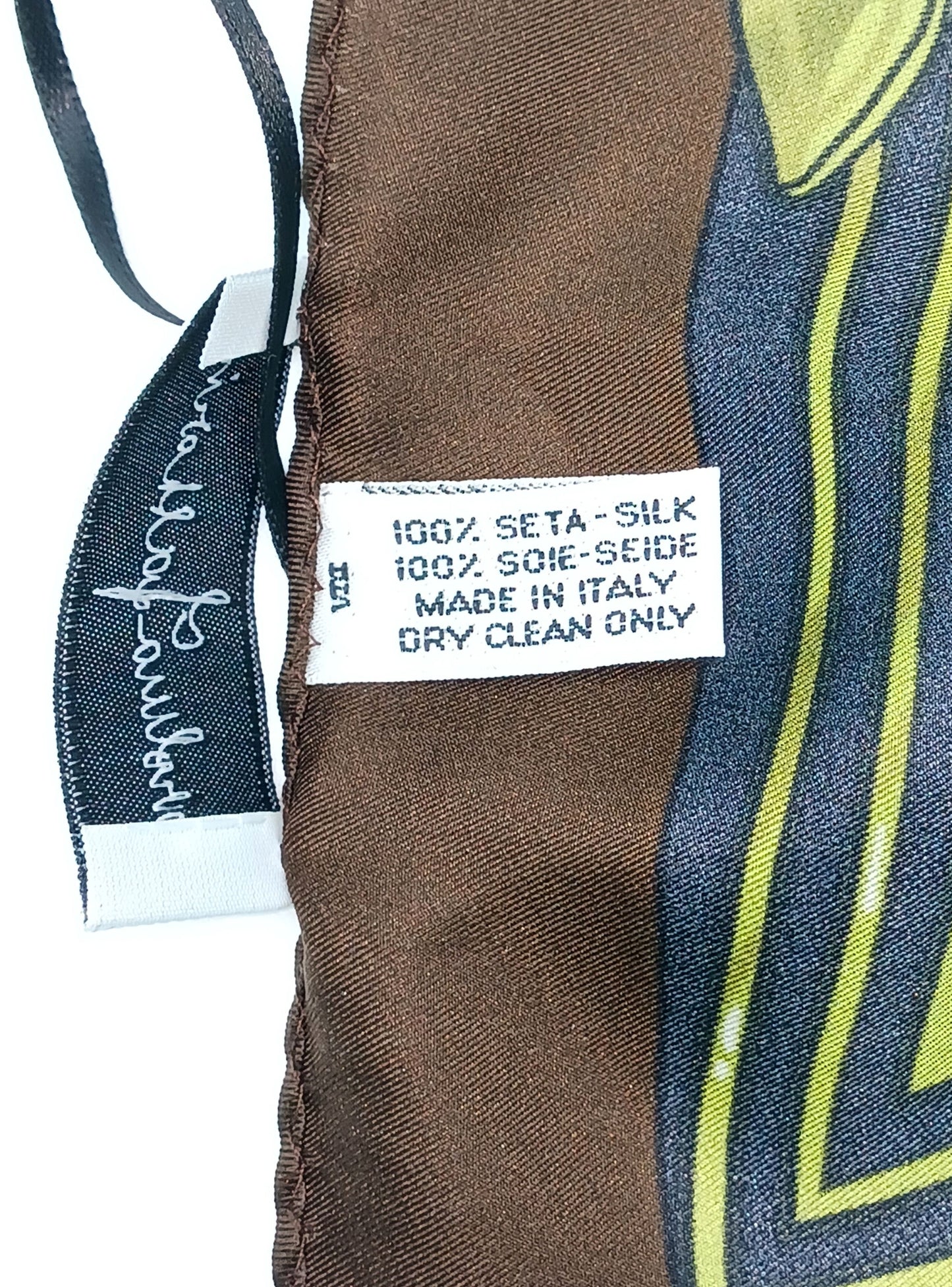 Designer Silk Twill Square Scarf 35x35 – Made In Italy - Brown
