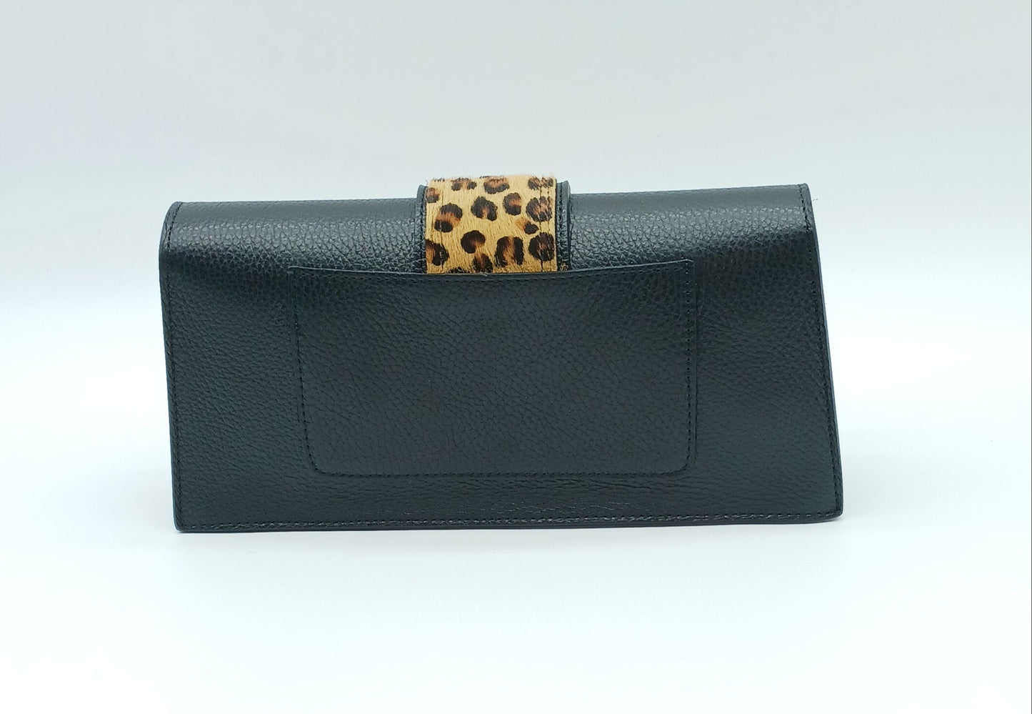 Black Genuine Leather Brown Cheetah Fur Handbag – Made In Italy