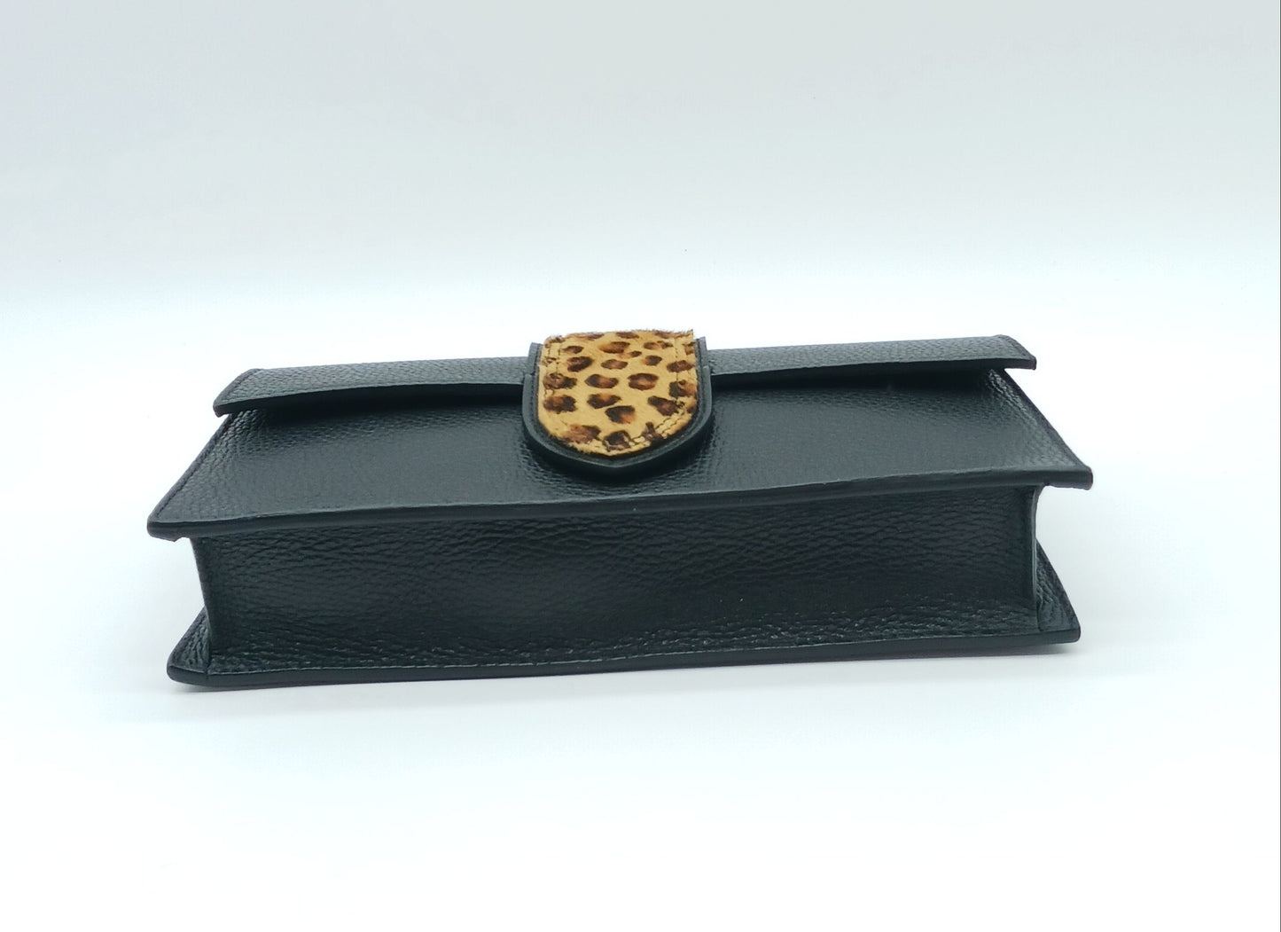 Black Genuine Leather Brown Cheetah Fur Handbag – Made In Italy