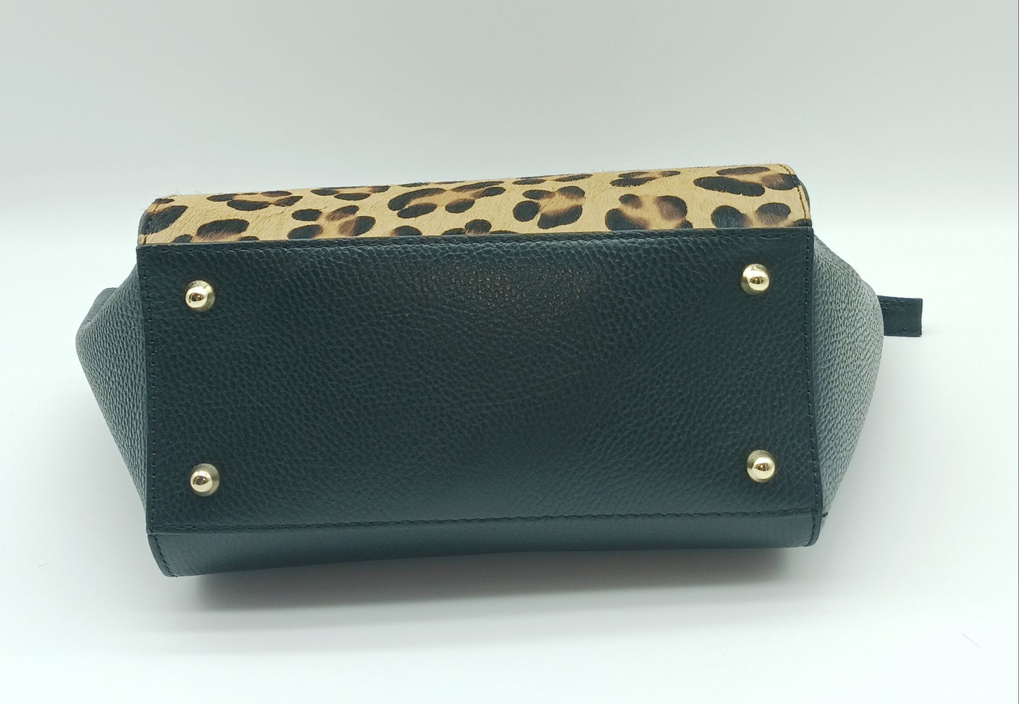 Black & Brown Leopard Genuine Leather Fur Satchel - Made In Italy