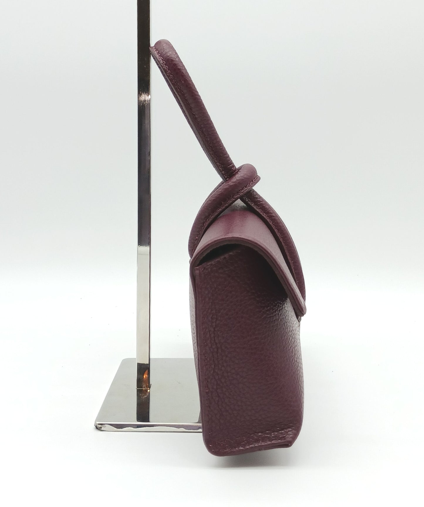Genuine Pebble Leather Crossbody Handbag - Burgundy – Made In Italy