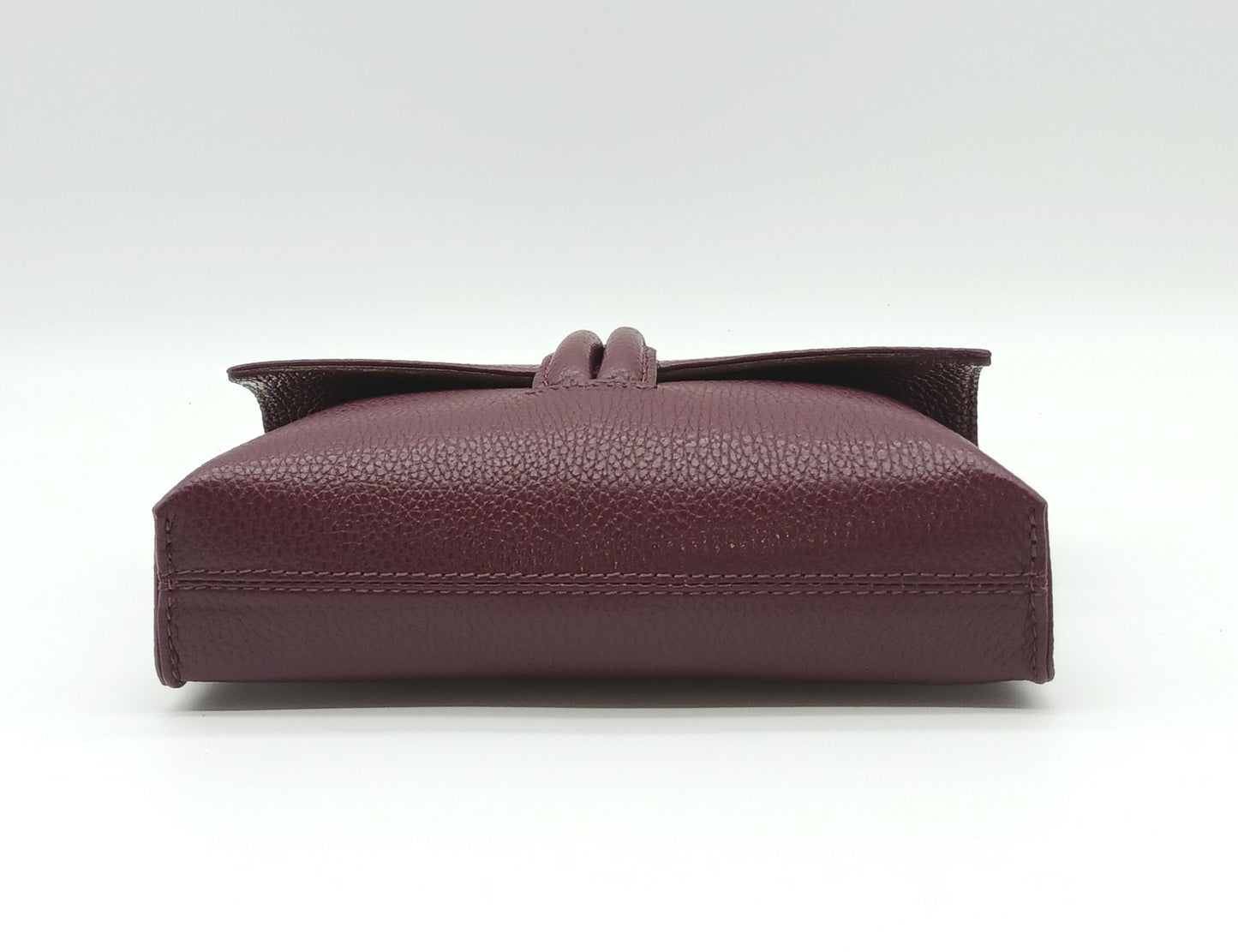 Genuine Pebble Leather Crossbody Handbag - Burgundy – Made In Italy