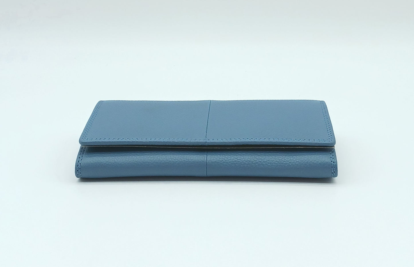 Italian Genuine Pebble Leather Wallet - Cerulean Blue