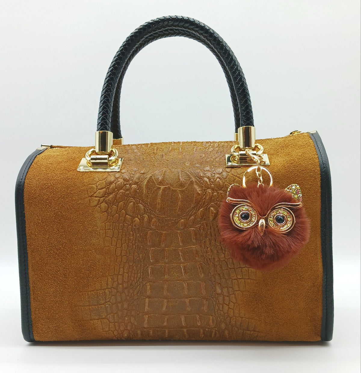 Plush Alloy Owl Keychain Bag Charm – Warm Colors