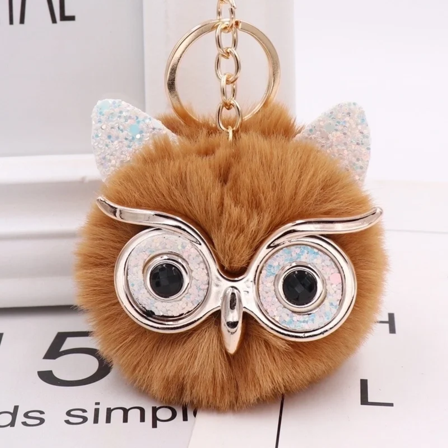 Plush Alloy Owl Keychain Bag Charm – Warm Colors
