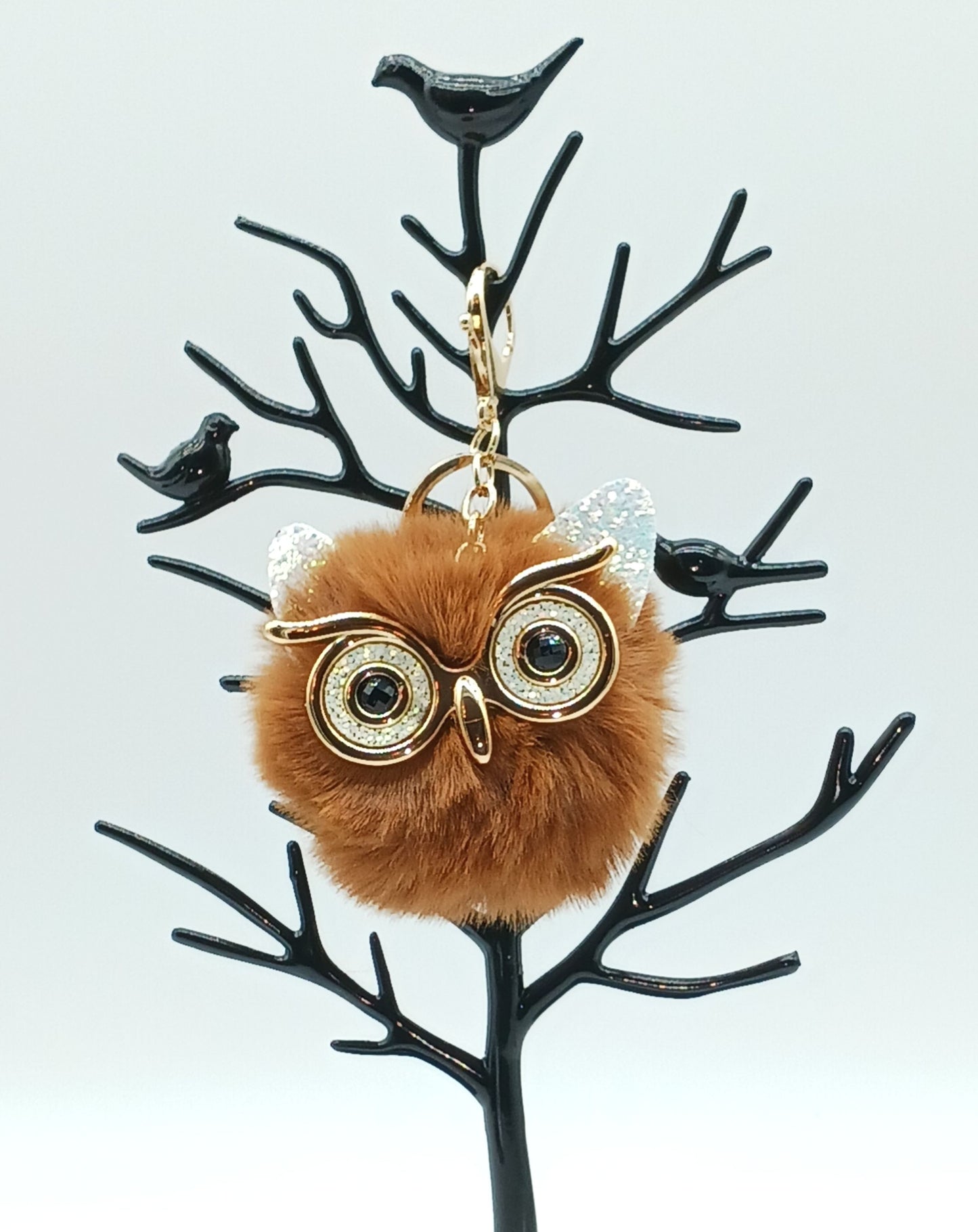 Plush Alloy Owl Keychain Bag Charm – Warm Colors