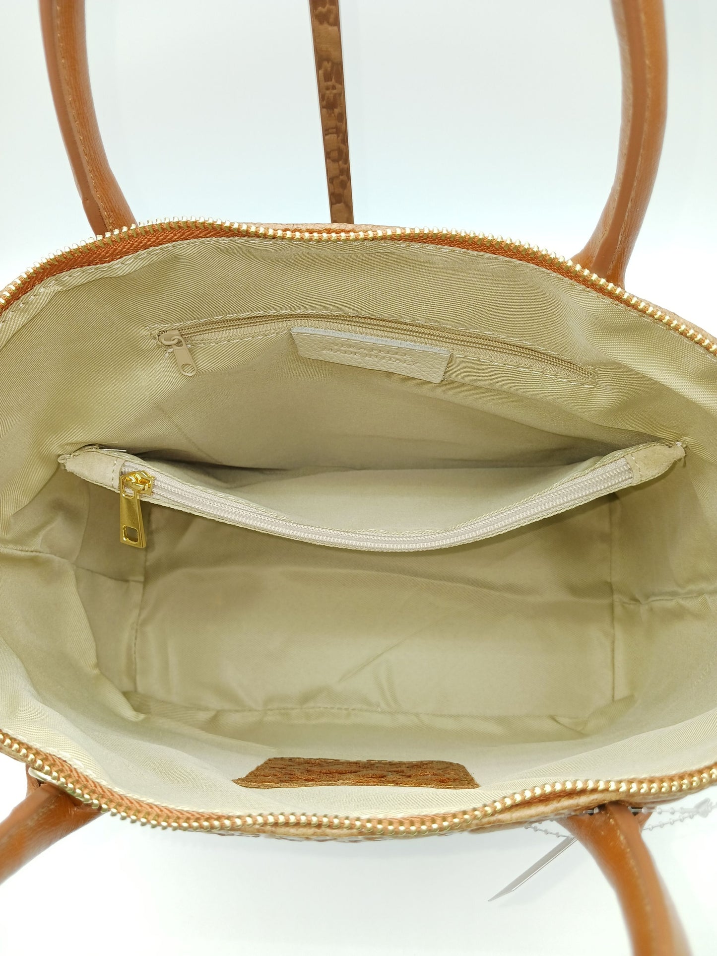 Brown Genuine Leather Floral Embossed Handbag Satchel – Made In Italy