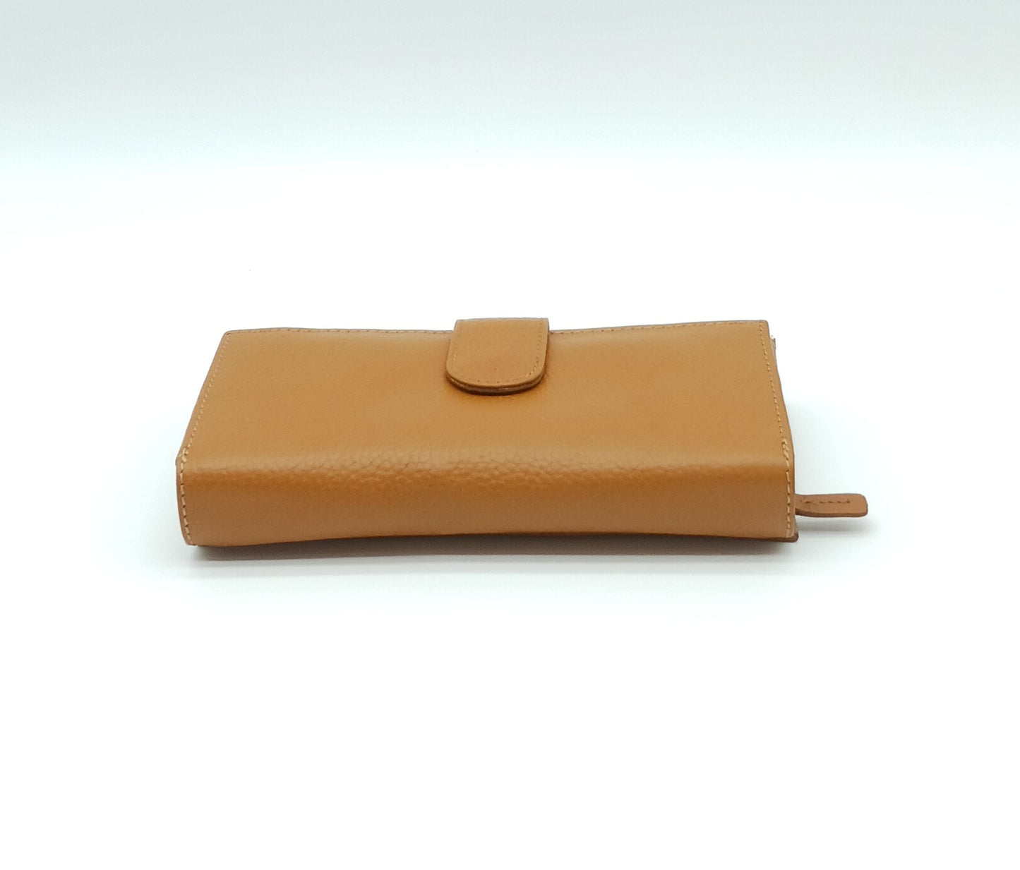 Italian Genuine Pebble Leather Wallet - Cognac Brown