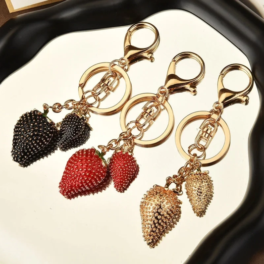 Double Dangle Strawberry Keychain Bag Charm