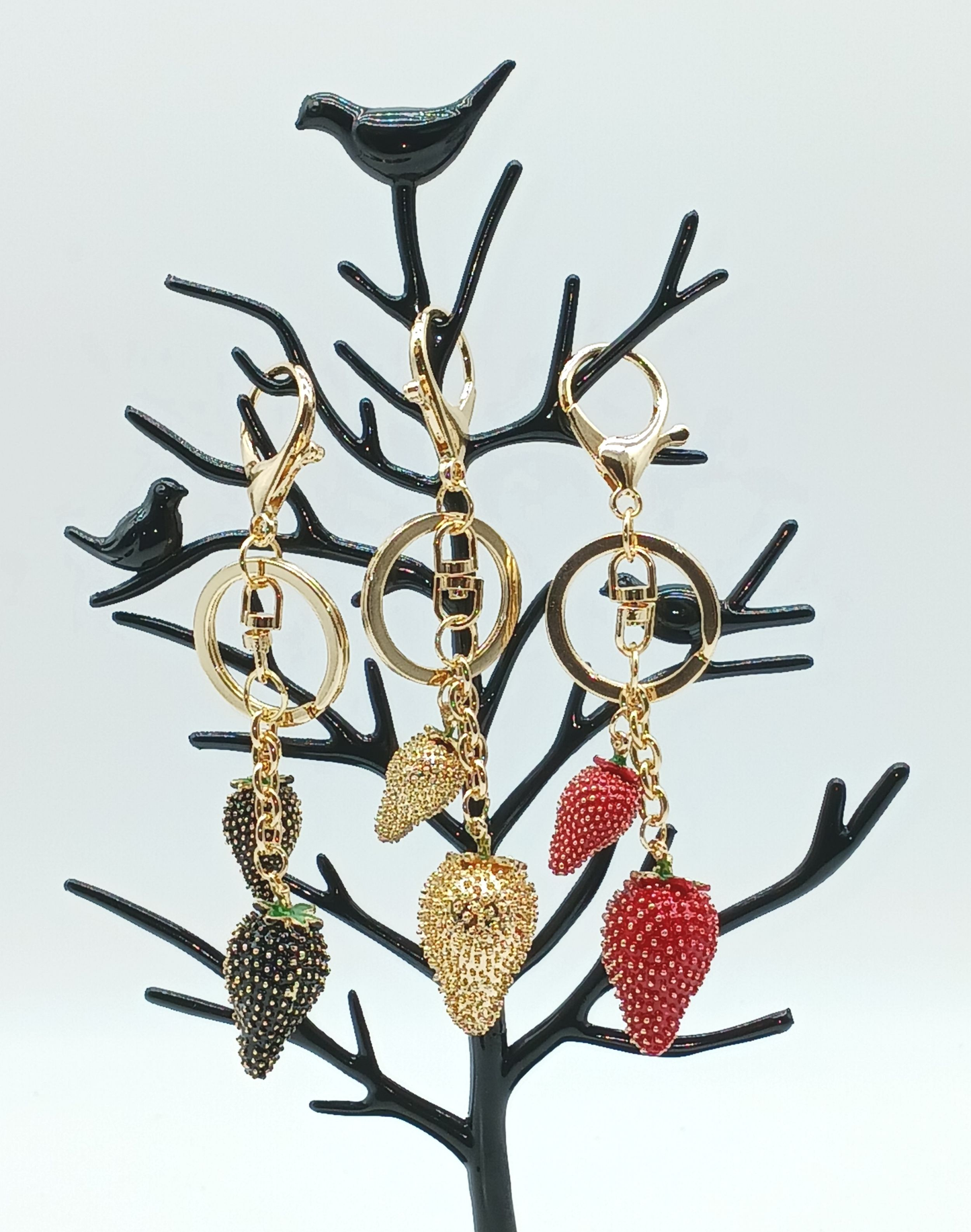 Double Dangle Strawberry Keychain Bag Charm