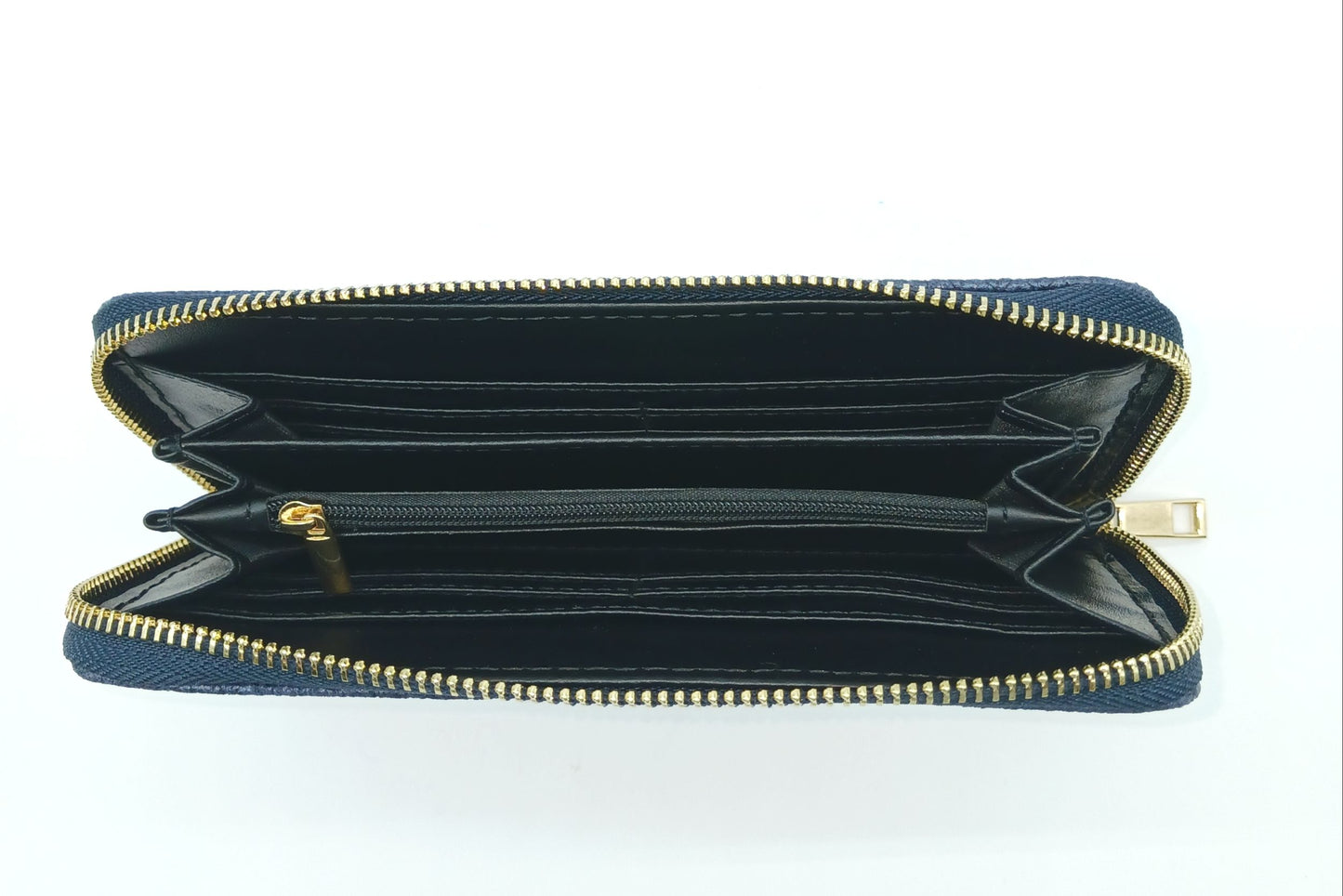 Genuine Snake Embossed Leather Zip Wallet – Made In Italy - Dark Blue