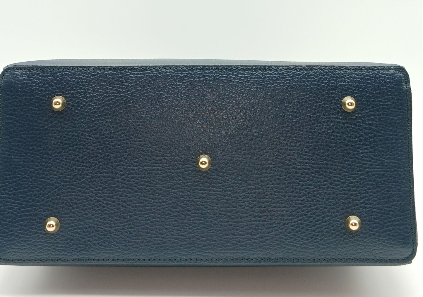 Lock & Key Genuine Pebble Leather Handbag Satchel - Dark Blue – Made In Italy