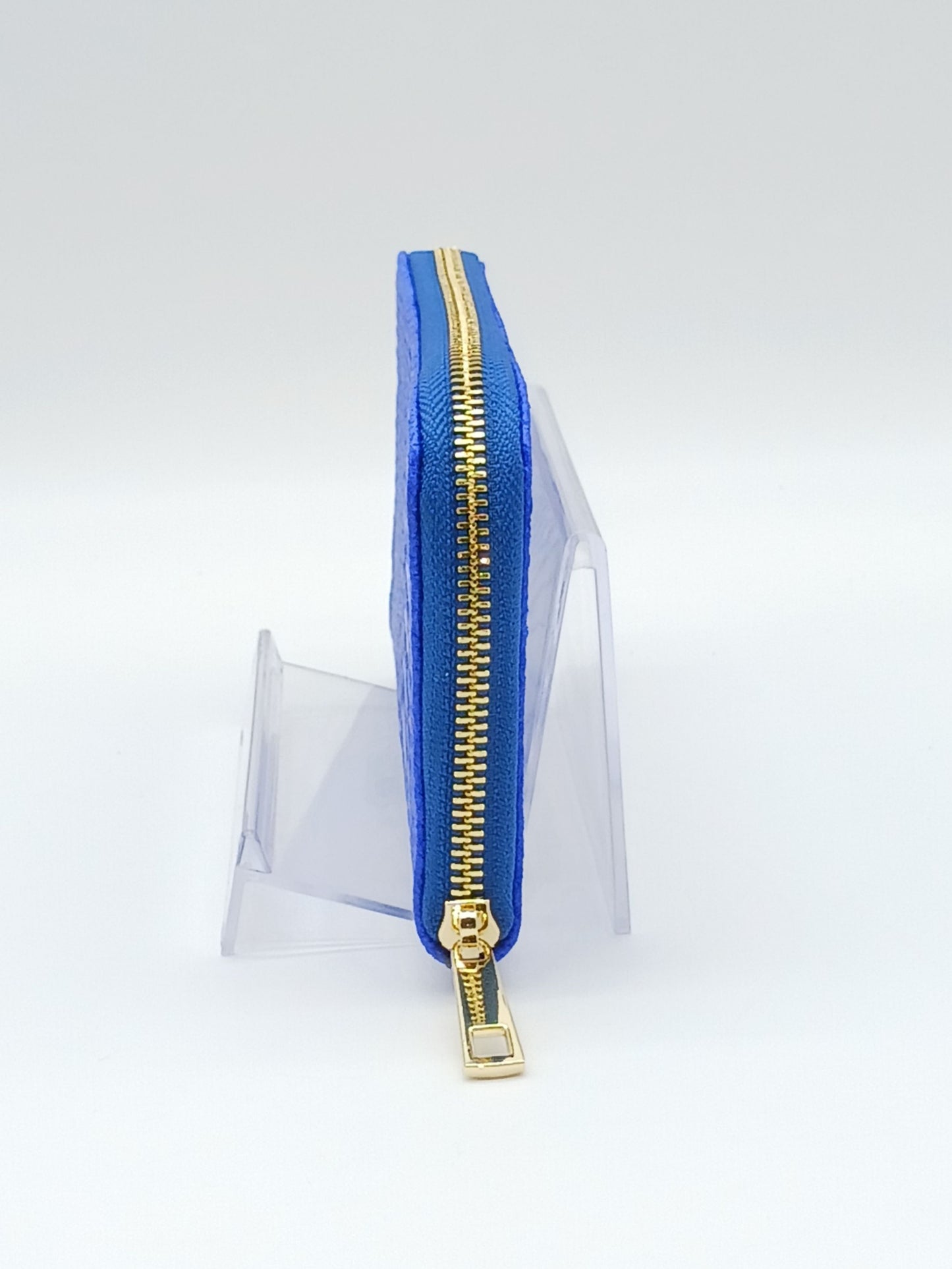 Genuine Snake Embossed Leather Zip Wallet – Made In Italy - Electric Blue