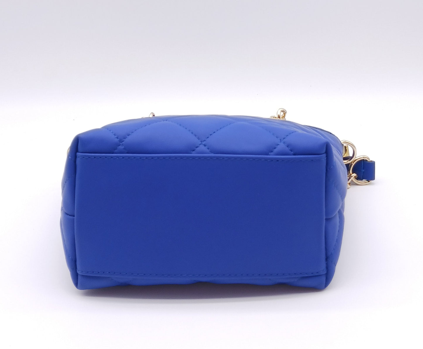 Genuine Leather Small Quilted Tote Crossbody Handbag – Made In Italy - Electric Blue